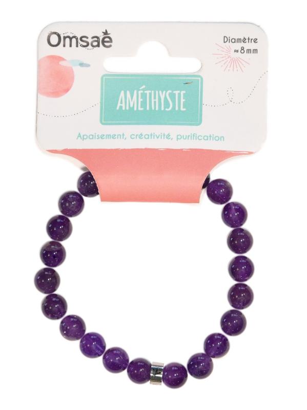 Bracelet Améthyste Perles rondes 8 mm