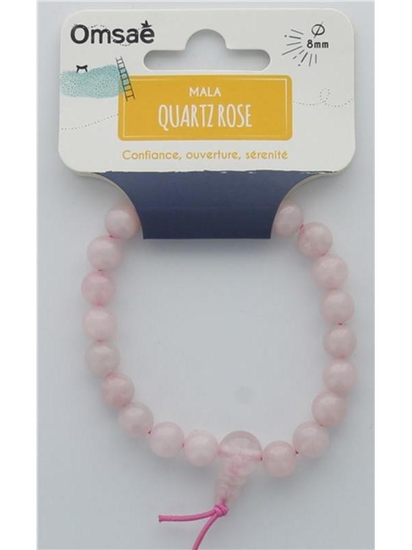 Bracelet Mala en Quartz Rose