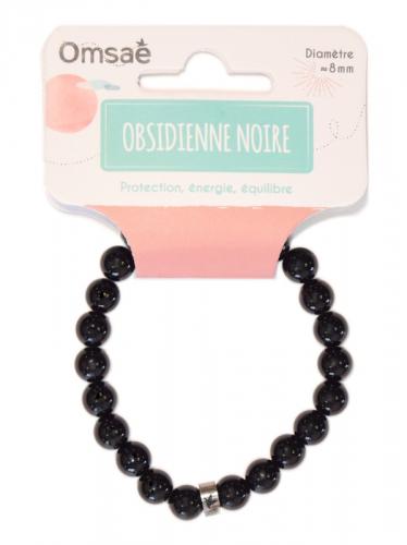 Bracelet Obsidienne Noire Perles rondes 8 mm