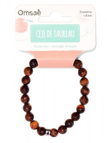 Bracelet Oeil de Taureau Perles rondes 8 mm