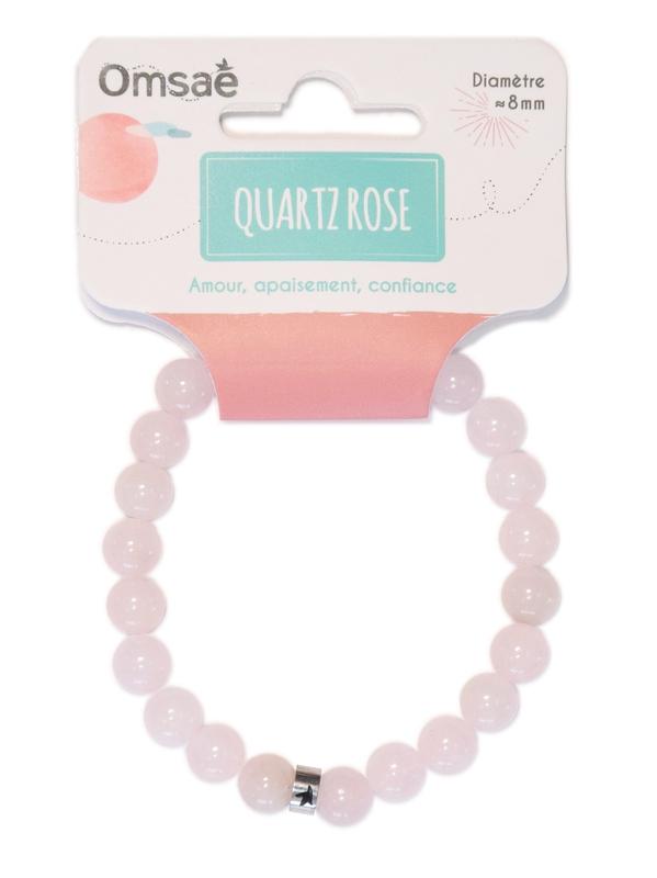 Bracelet Quartz Rose Perles rondes 8 mm