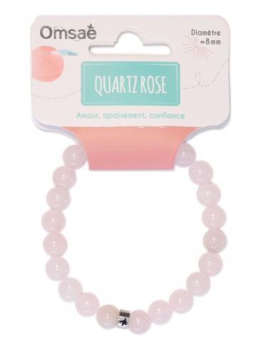 Bracelet Quartz Rose Perles rondes 8 mm