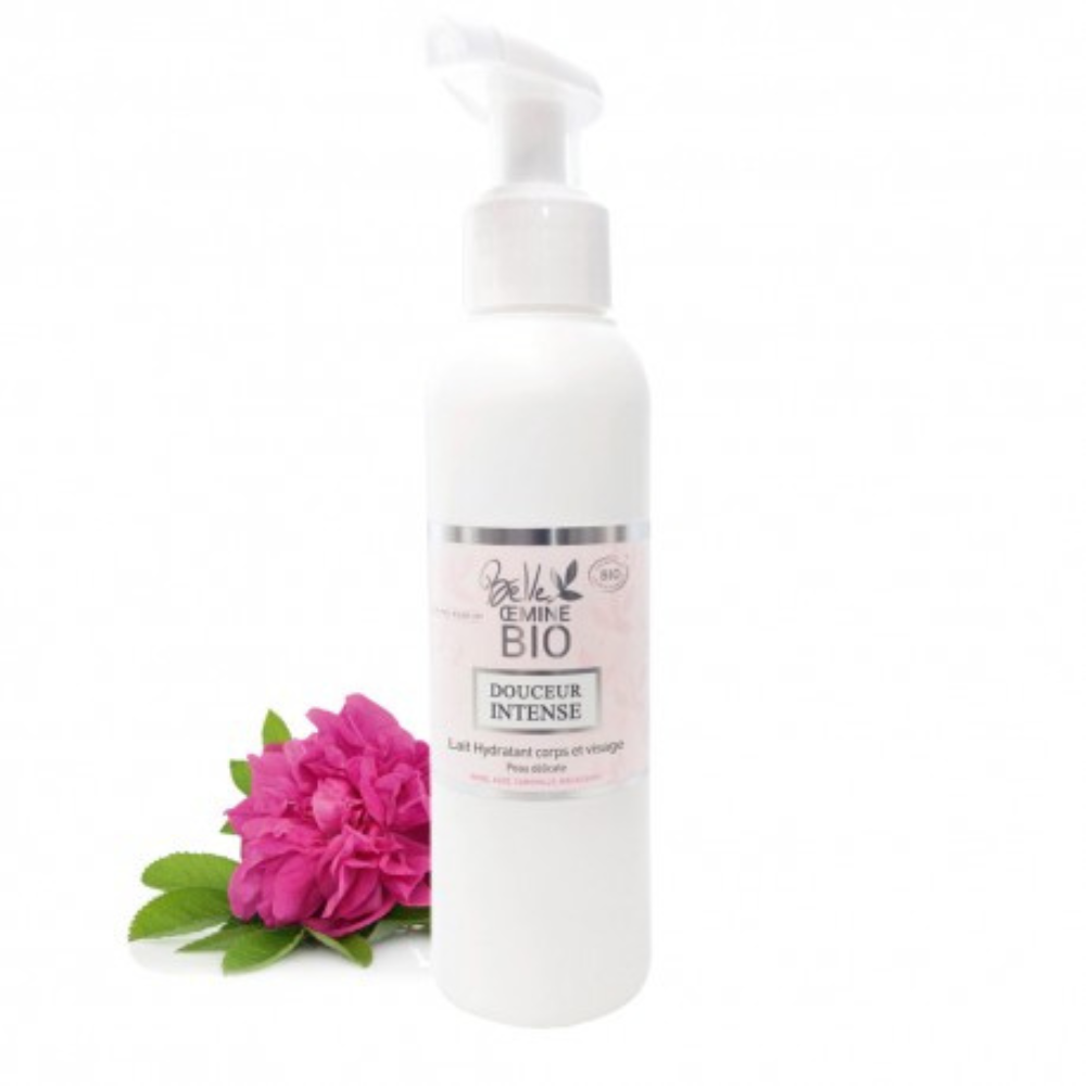 Lait Hydratant Corps et Visage Rose-Aloé DOUCEUR INTENSE - Belle Oemine Bio